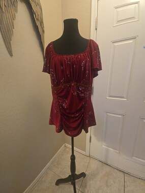 Torrid Burgundy Sequin Peasant Top Plus Size Flowy Boho Blouse